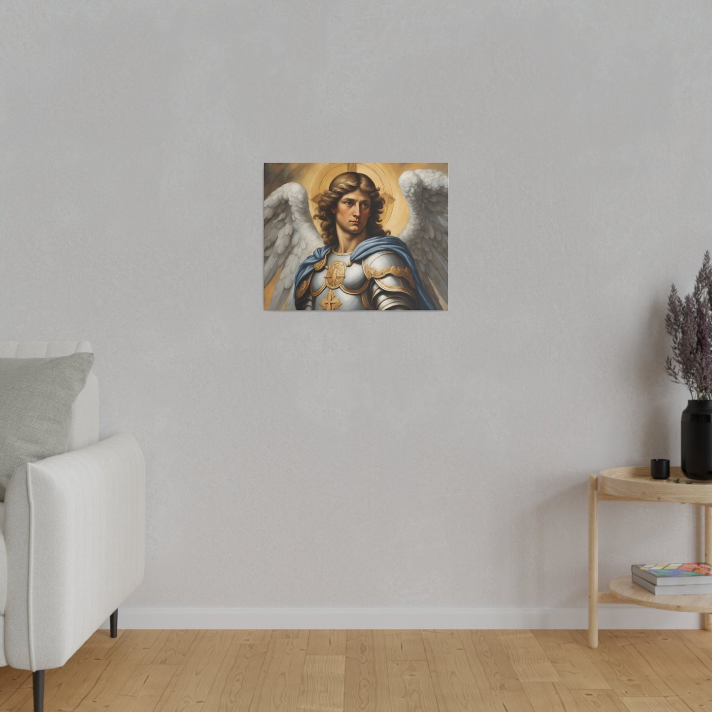 Saint Michael the Archangel Matte Canvas, Modern Wall Canvas for the Living Room, Minimalist Wall Canvas, Gallery Wrapped Canvas, Home Decor