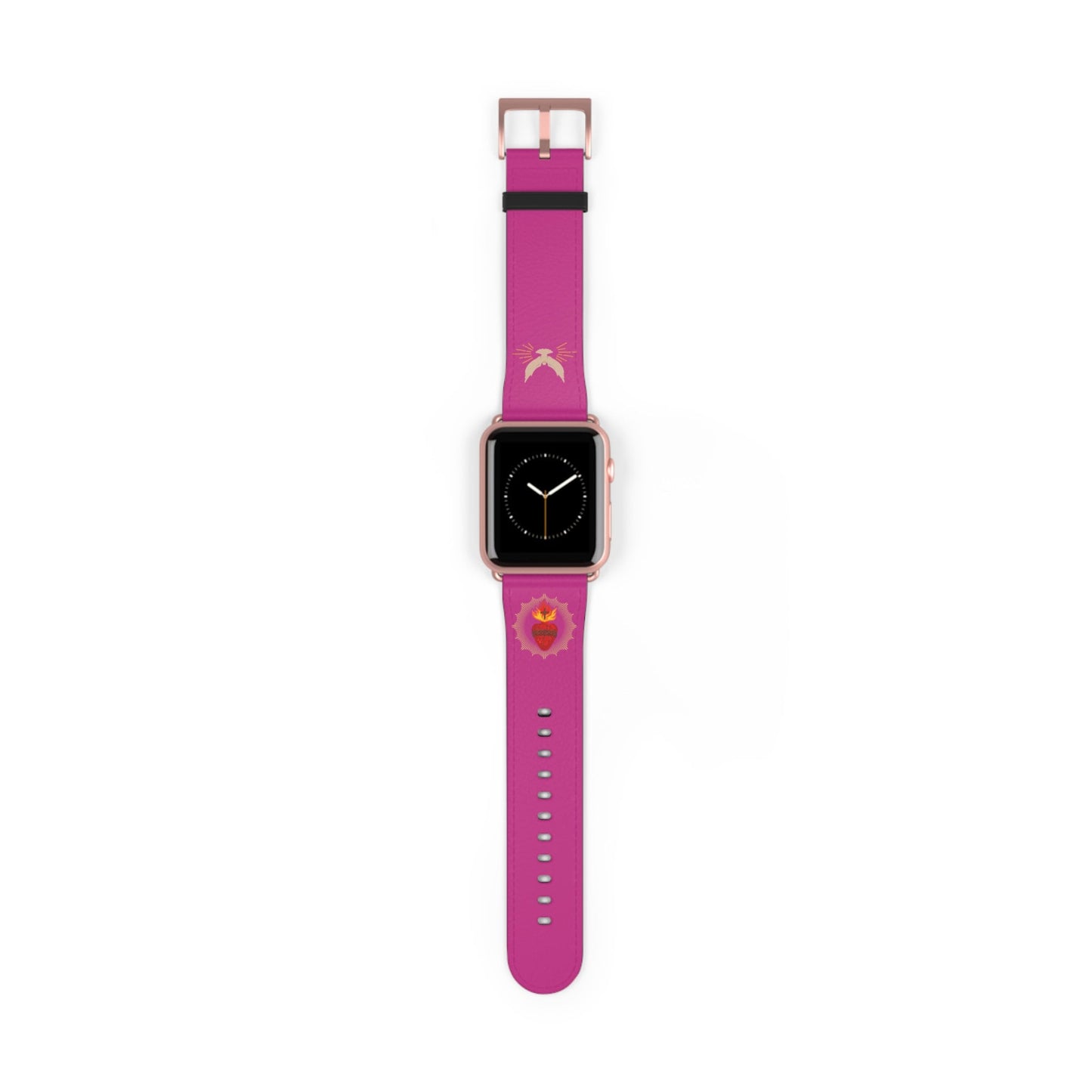 Pink Sacred Heart AppleWatch Band Series 9/8/7/6/5/4/3/2/1/SE/Ultra, Apple WatchBand 38mm, Apple WatchBand 42mm, Catholic Gift