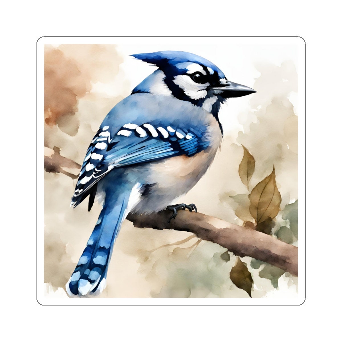 Blue Jay Water Resistant Sticker, Durable and Weatherproof Sticker, Handmade Bird Sticker, Best Matte Finish Sticker, Blue Jay Sticker
