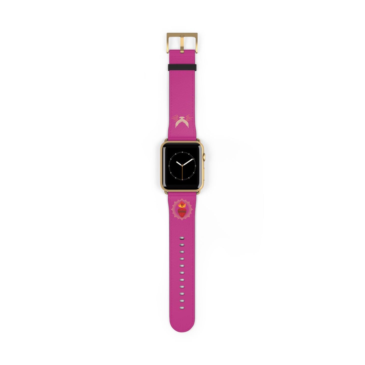 Pink Sacred Heart AppleWatch Band Series 9/8/7/6/5/4/3/2/1/SE/Ultra, Apple WatchBand 38mm, Apple WatchBand 42mm, Catholic Gift