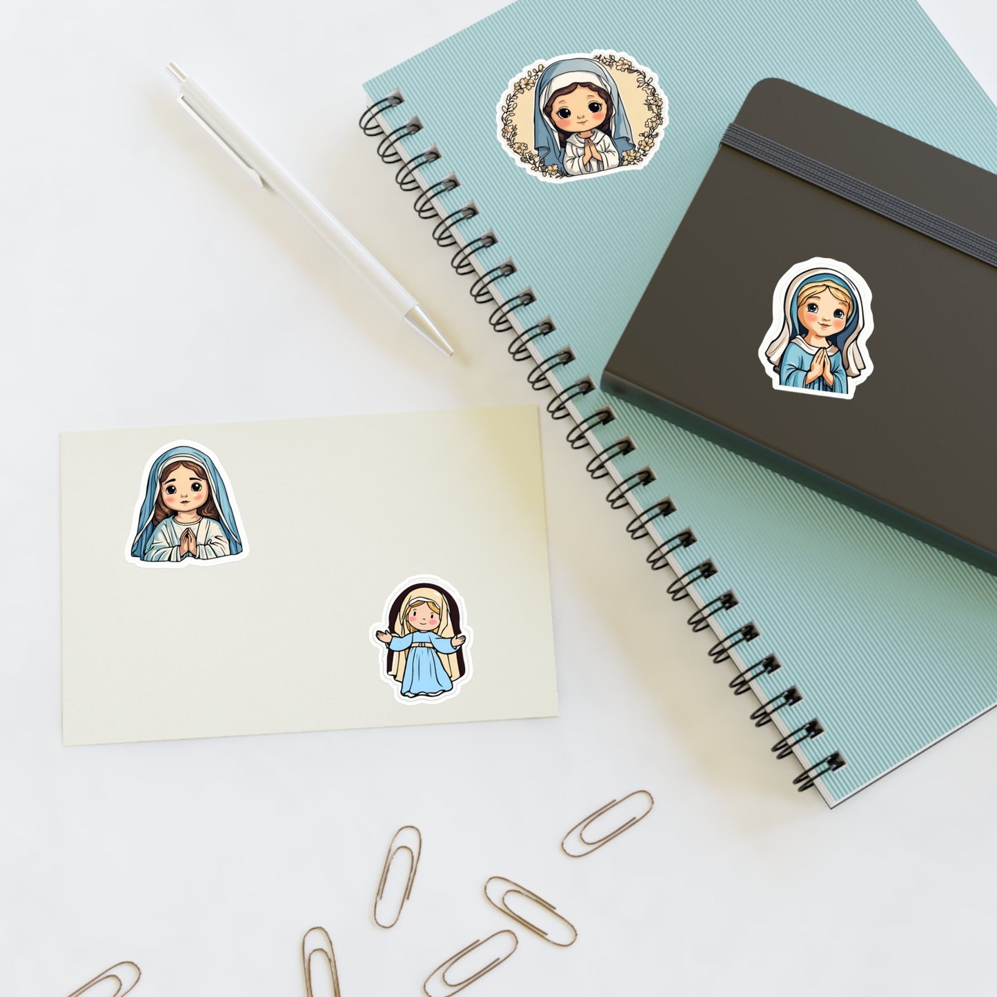 Set of 4 Virgin Mary Vinyl Stickers, Catholic Sticker Sheet for Kids, Marian Stationary, Catholic Crafts, First Communion Gifts