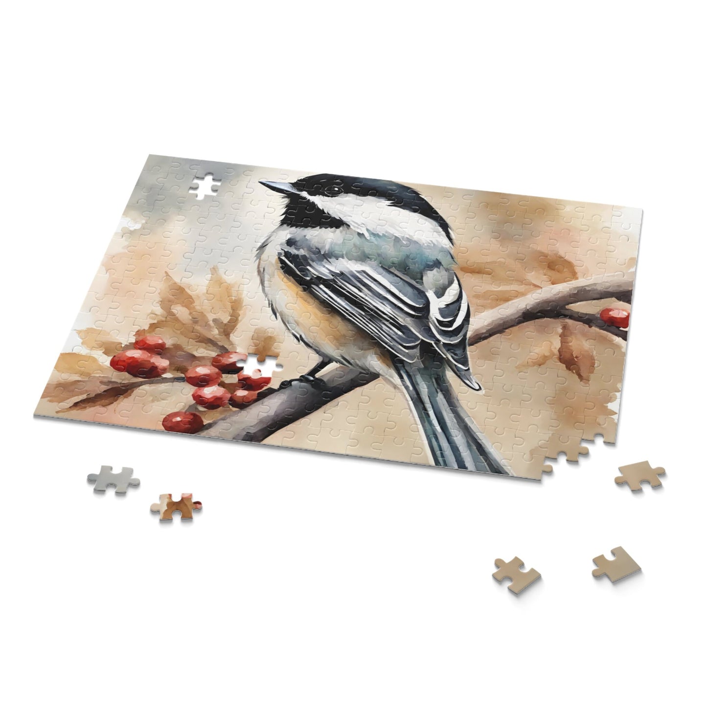 Chickadee Bird Puzzle, Whimsical Artwork for Relaxing and Entertaining Pastime, Games for Kids, Brainteasers, Family Activity