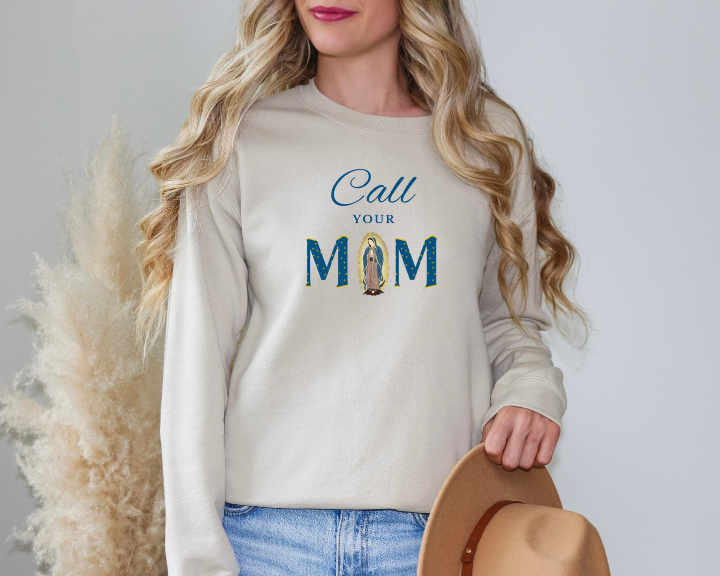 Blessed Virgin Mary Call Your Mother Sweatshirt, Unisex Catholic Top, Our Lady of Guadalupe Jumper, Catholic Apparel, Catholic Mom Gift