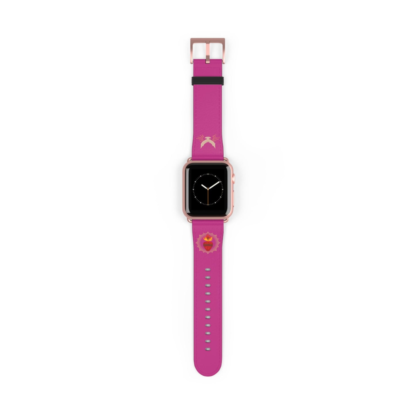 Pink Sacred Heart AppleWatch Band Series 9/8/7/6/5/4/3/2/1/SE/Ultra, Apple WatchBand 38mm, Apple WatchBand 42mm, Catholic Gift