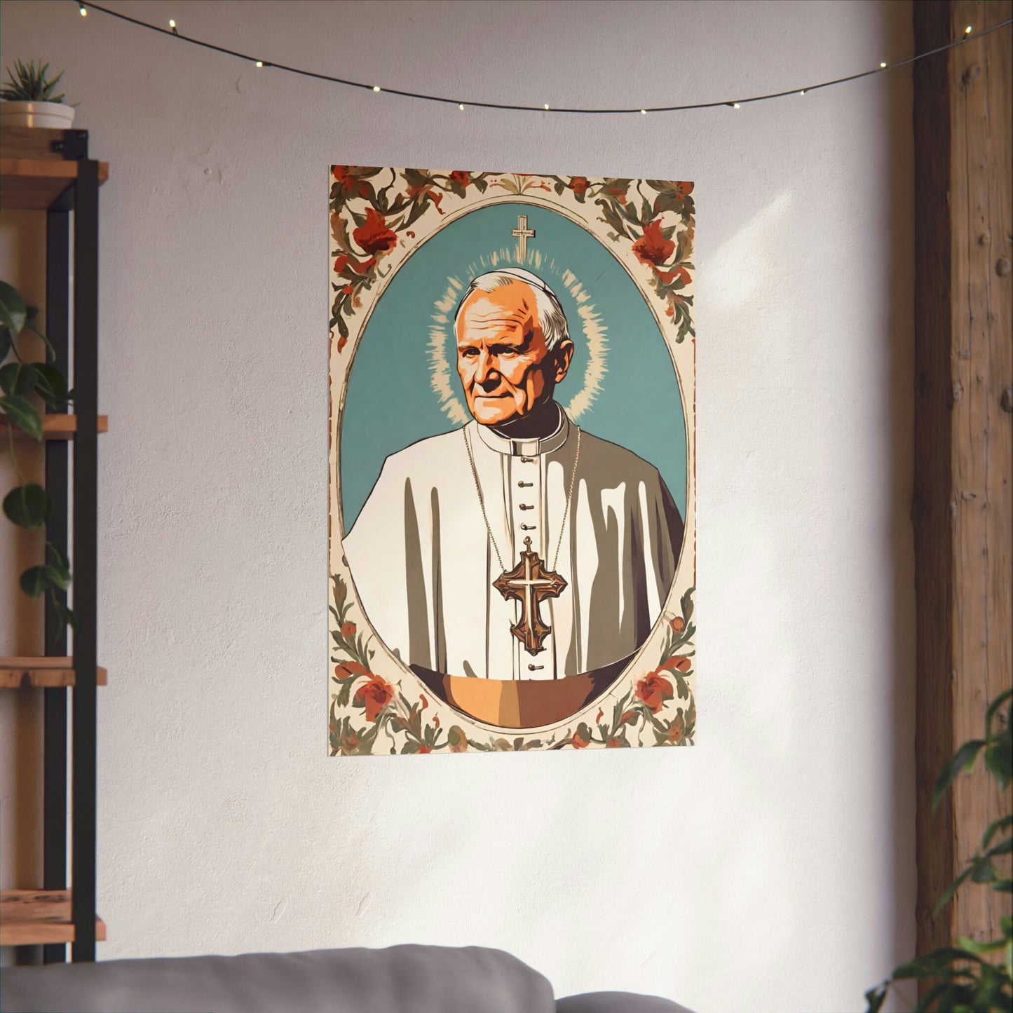 Vintage Saint John Paul II Premium Poster, Pope St JP2 Art, Retro Catholic Art, Wall Art, Vintage Catholic Gifts