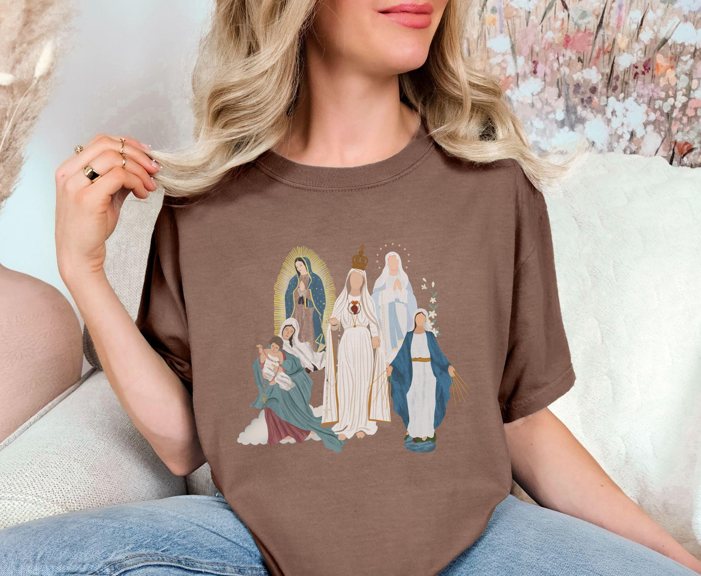 Virgin Mary Catholic T-Shirt, Comfort Colors Tee, Catholic Women Gifts, Marian Catholic T Shirt, Blessed Mother Top, Our Lady of Guadalupe
