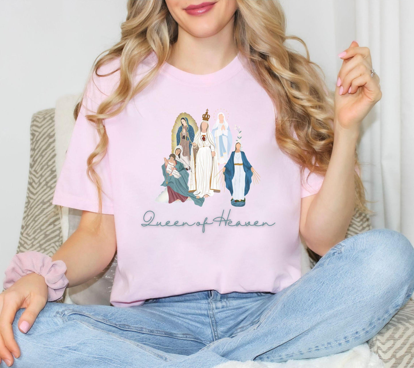 Queen of Heaven Catholic Shirt, Comfort Colors Tee, Catholic Women Gifts, Marian Catholic T-Shirt, Blessed Mother Top, Our Lady of Guadalupe