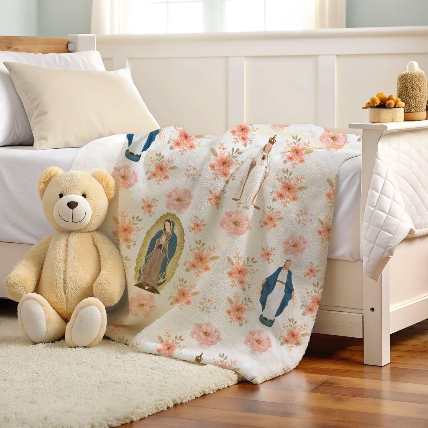 Virgin Mary Velveteen Plush Blanket, Catholic Religious Soft Throw, Our Lady of Fatima Cozy Winter Bedding, Catholic Kids Gift, Guadalupe