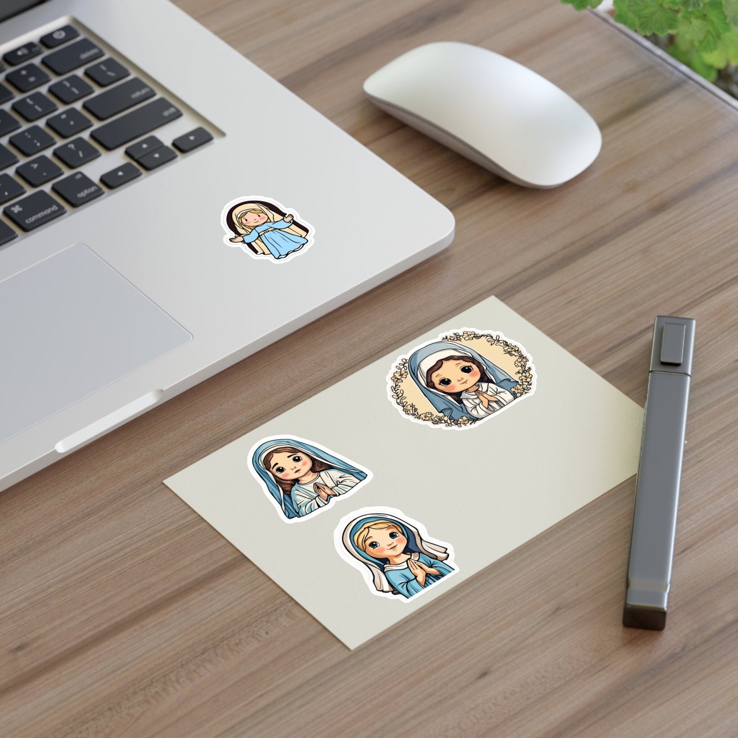 Set of 4 Virgin Mary Vinyl Stickers, Catholic Sticker Sheet for Kids, Marian Stationary, Catholic Crafts, First Communion Gifts