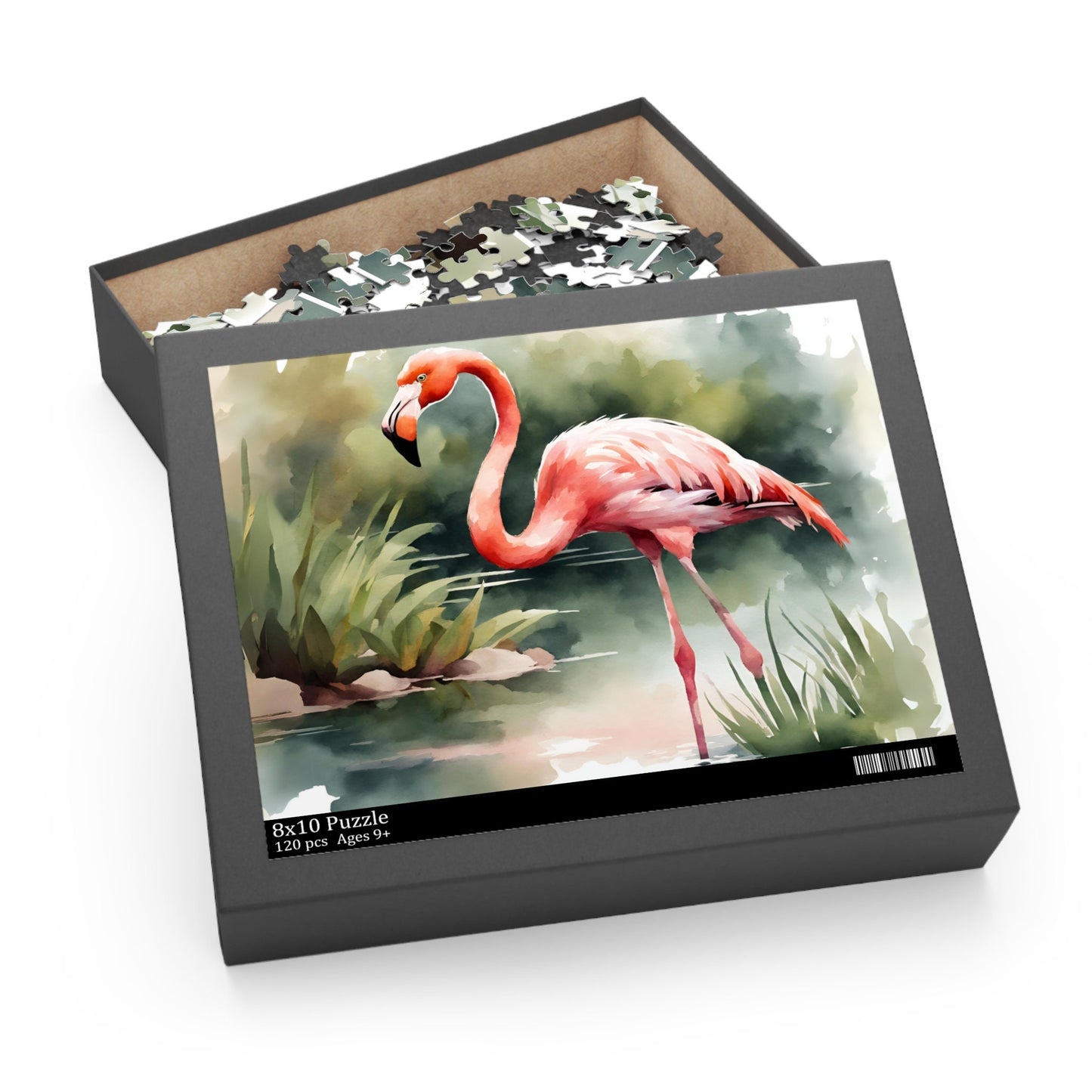 Pink Flamingo Bird Puzzle, Watercolor Jigsaw Puzzle, Catholic Games for Kids, Wholesome Family Activity