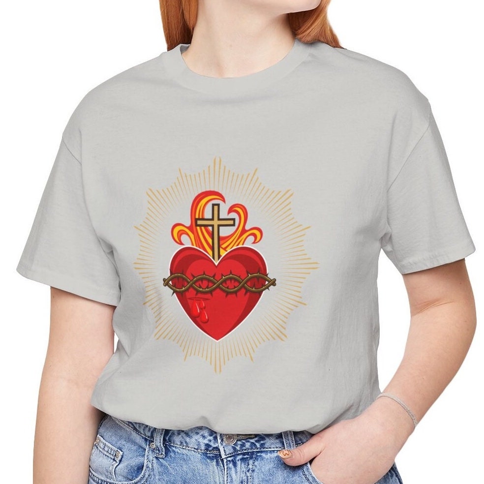 Catholic Sacred Heart of Jesus Tee, Sacred Heart T-Shirt, Sacred Heart Top, Comfy T Shirt, Catholic Gifts