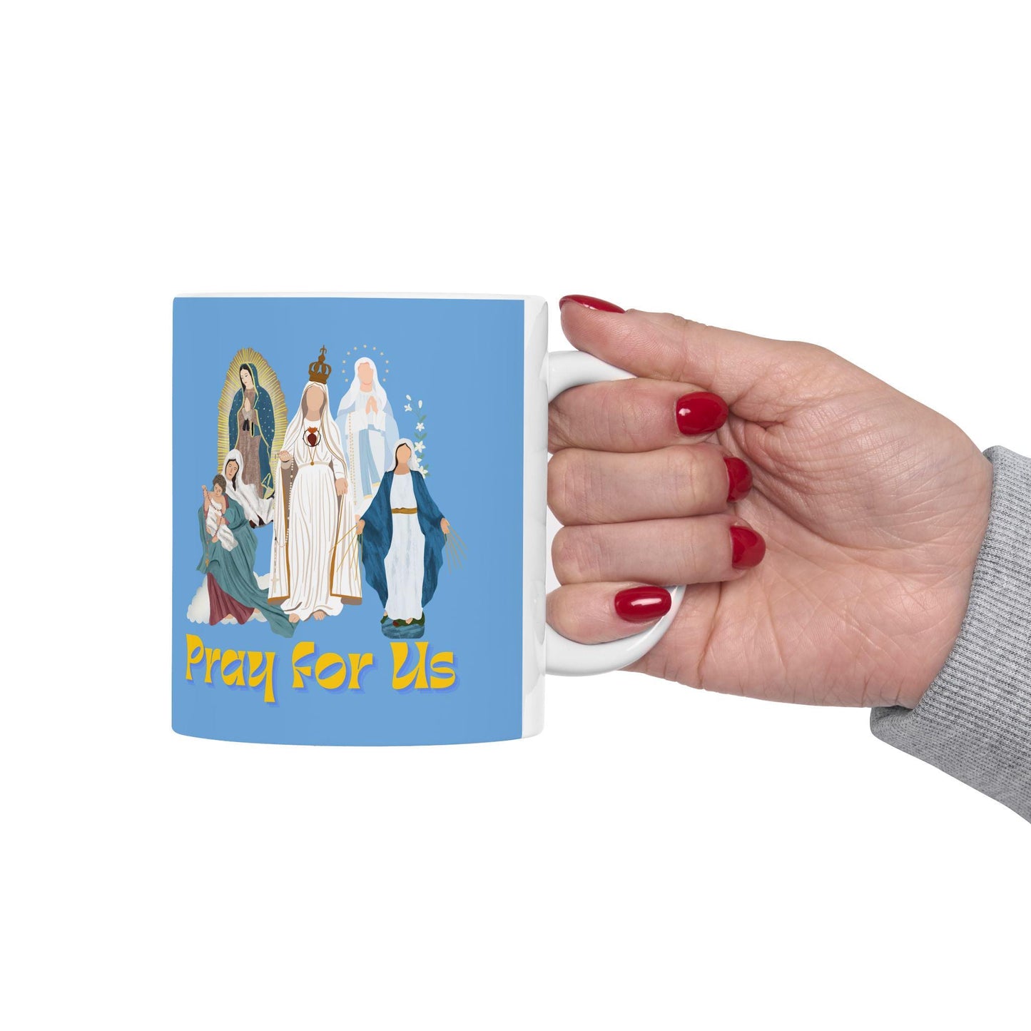 Virgin Mary Catholic Mug, Marian Tea Cup, Catholic Miraculous Medal Drinkware, Saint Coffee Mug, Catholic Gift, Blessed Mother Religious Mug