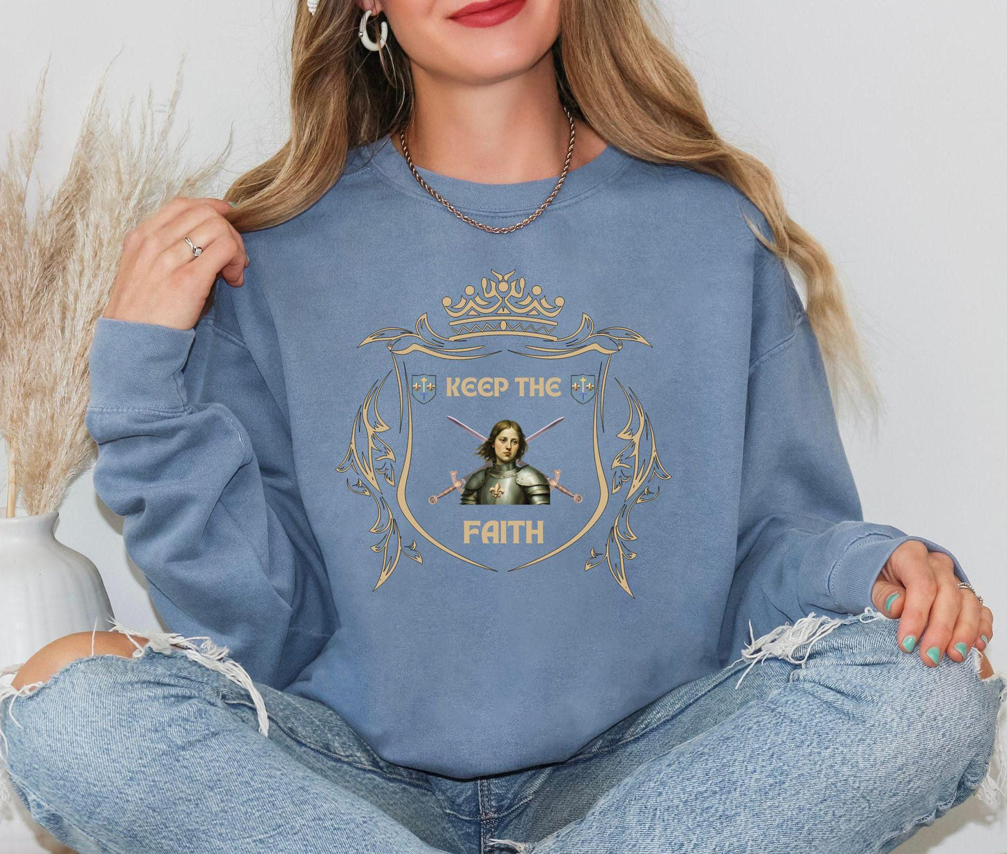 Saint Joan of Arc Comfort Colors Sweatshirt, Religious Pullover, Unisex Graphic Jumper, Christian Apparel, Inspirational Sweater, Catholic