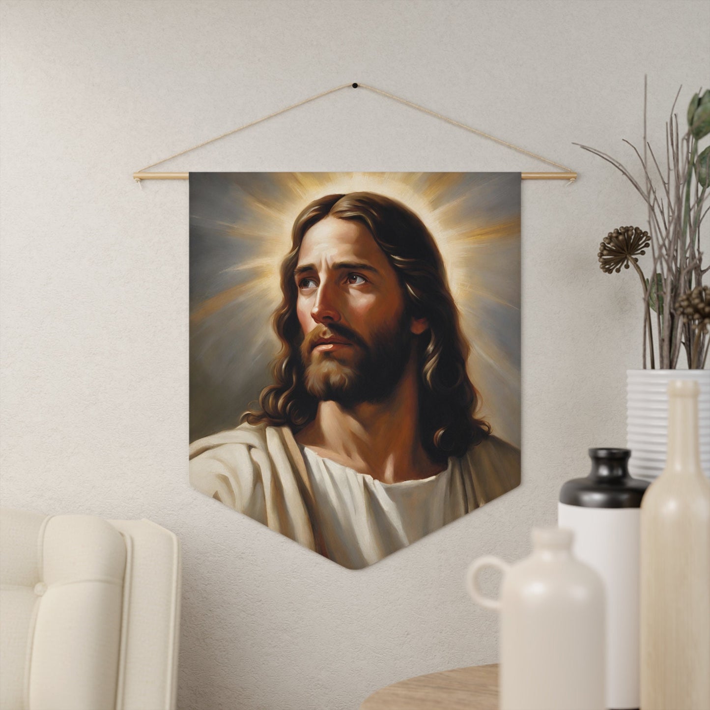 Blessed Savior Pennant, Wall Pennant for Living Room, Handcrafted Wall Banner, Kids Room Wall Decor, Wall Hanging, Housewarming Gift