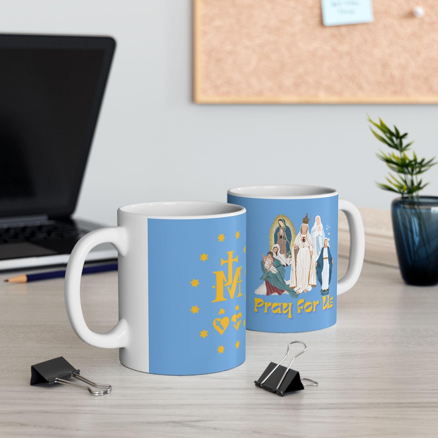 Virgin Mary Catholic Mug, Marian Tea Cup, Catholic Miraculous Medal Drinkware, Saint Coffee Mug, Catholic Gift, Blessed Mother Religious Mug