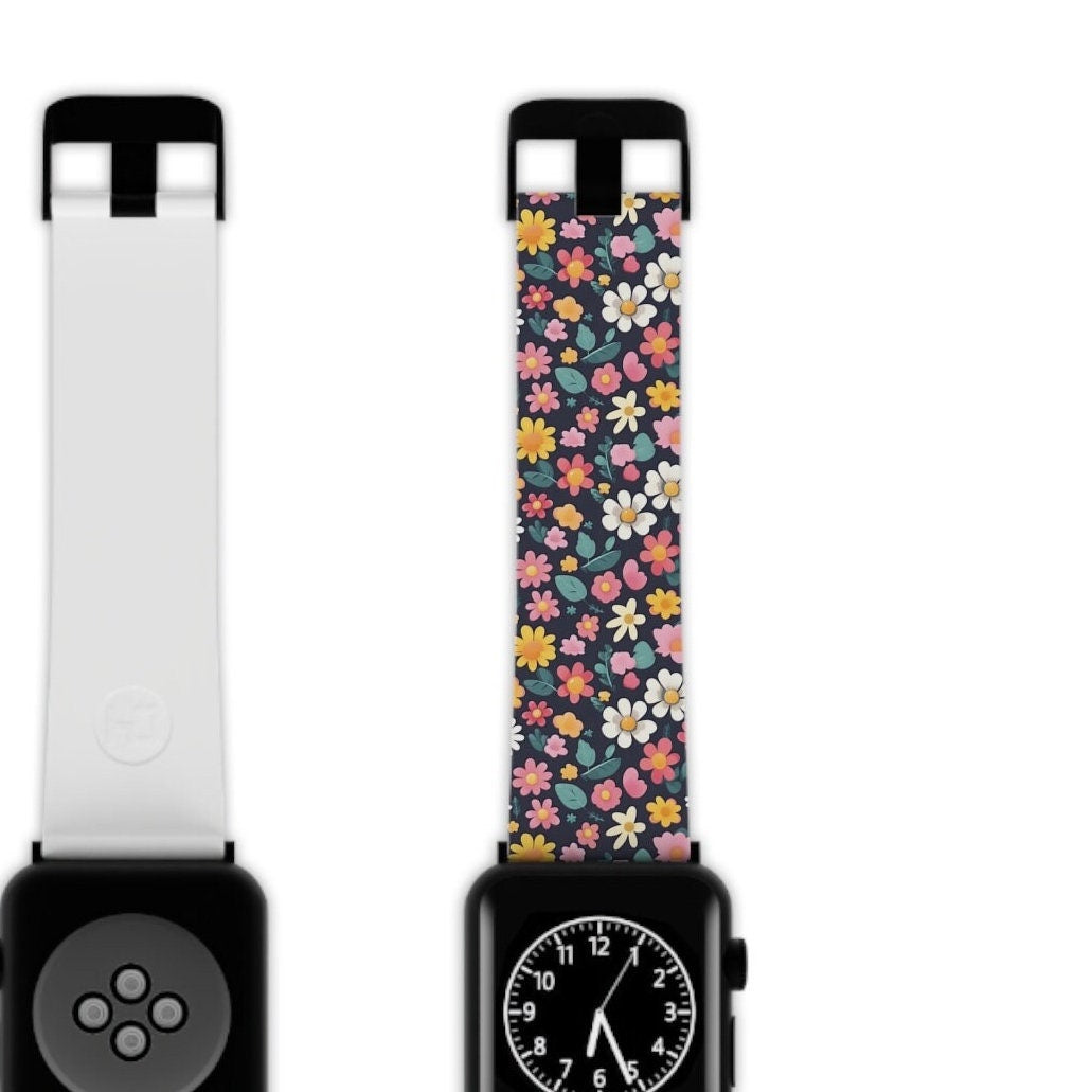 Floral Apple Watch Band Series 9/8/7/6/5/4/3/2/1/SE/Ultra, Applewatch Band 38 40mm, Apple WatchBand 42 44mm, Elastomer Watch Strap