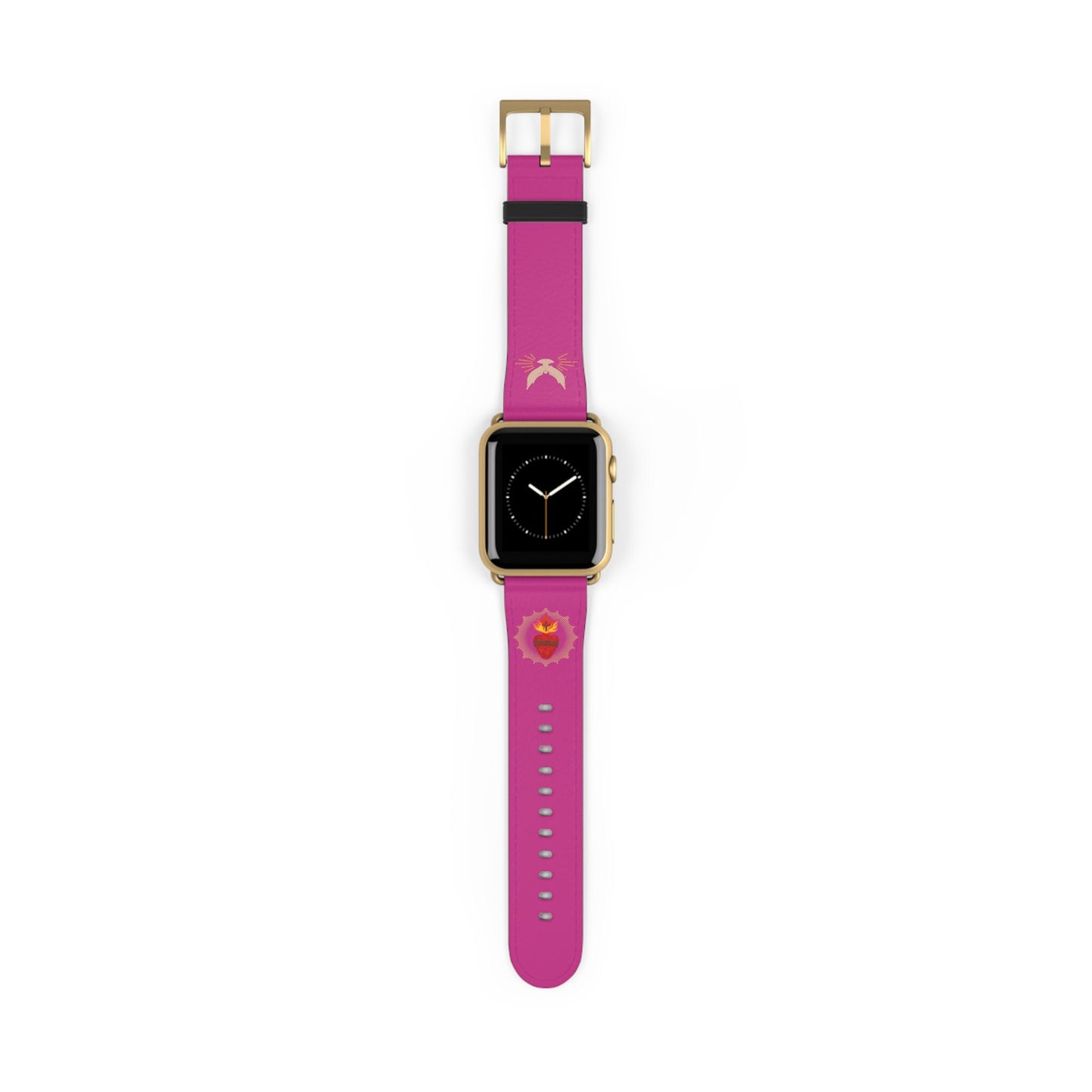 Pink Sacred Heart AppleWatch Band Series 9/8/7/6/5/4/3/2/1/SE/Ultra, Apple WatchBand 38mm, Apple WatchBand 42mm, Catholic Gift