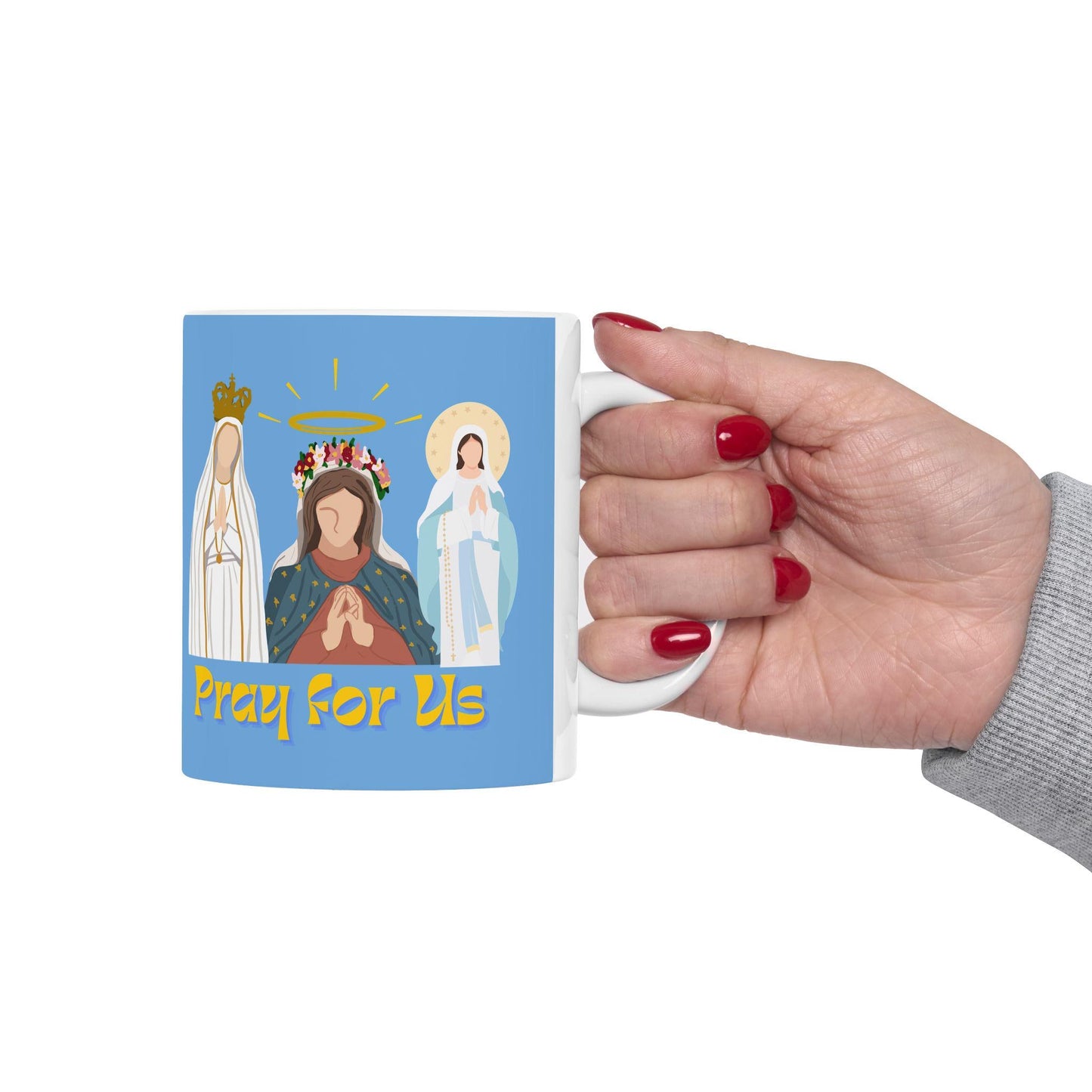 Virgin Mary Catholic Mug, Marian Tea Cup, Catholic Miraculous Medal Drinkware, Saint Coffee Mug, Catholic Gift, Blessed Mother Religious Mug