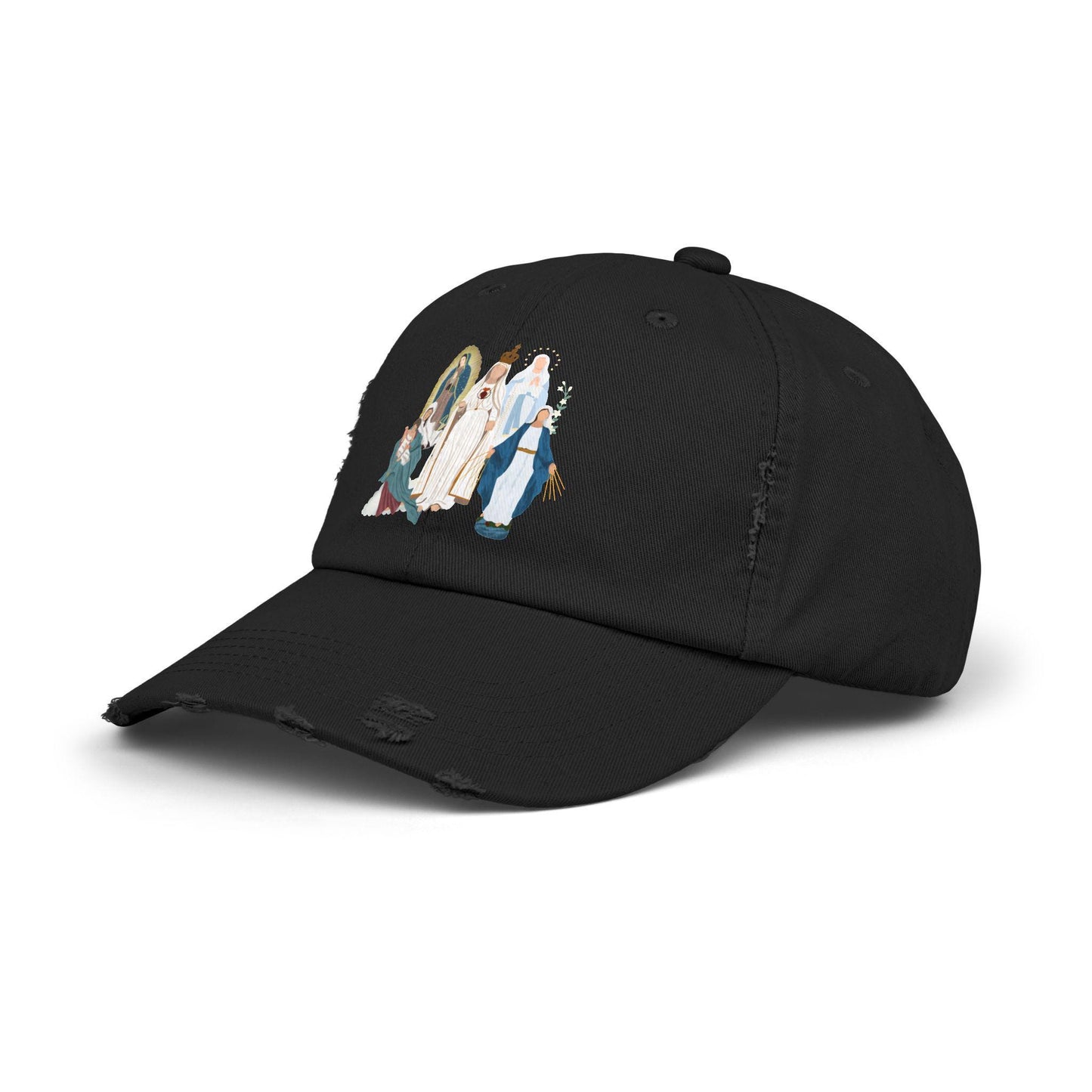 Distressed Cap, Marian Hat - Unisex Blessed Virgin Mary Headwear, Religious Baseball Cap, Christian Catholic Gift, Vintage Style Dad Hat