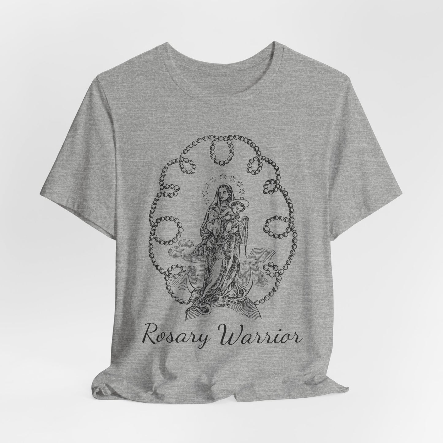 Rosary Warrior Tee, Our Lady of the Rosary T-Shirt, Holy Rosary Top, Comfy T Shirt, Catholic Gifts