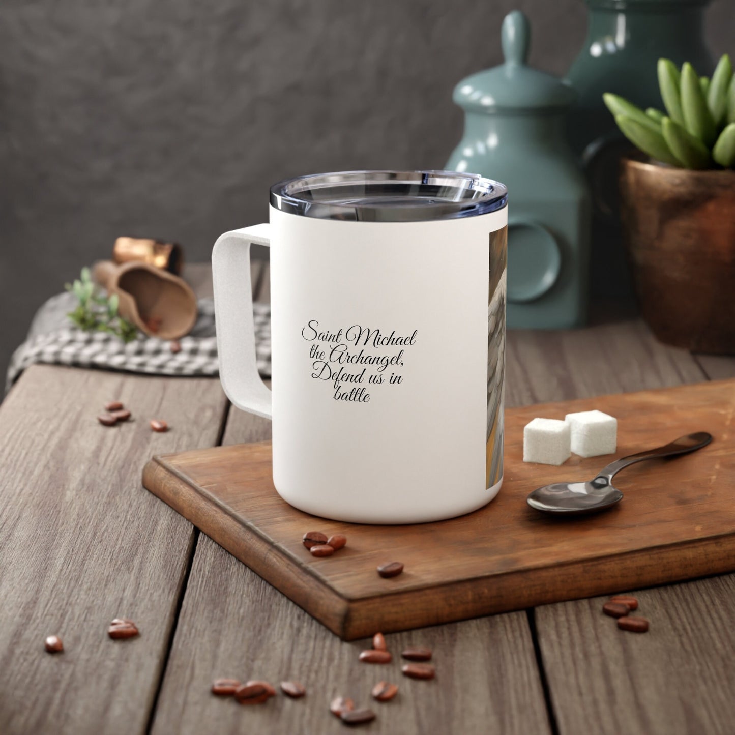 Saint Michael the Archangel Insulated Coffee Mug | 10oz | Snap-on Lid