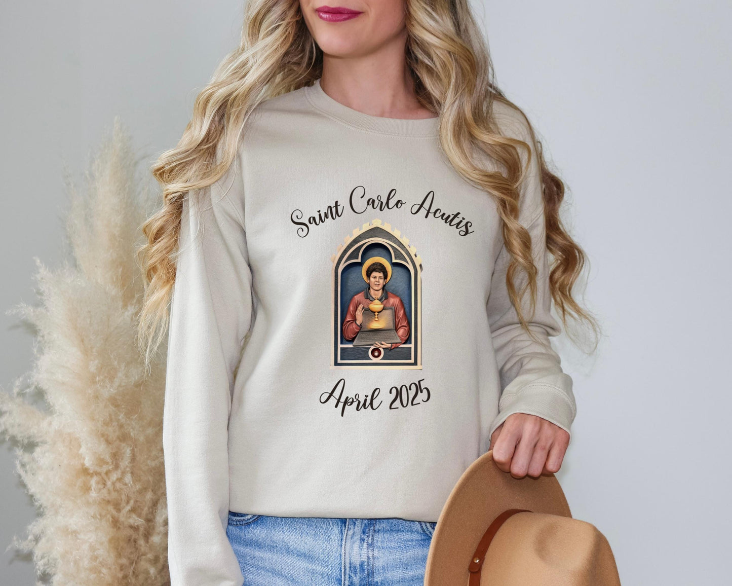 Saint Carlo Acutis Catholic Sweatshirt, Blessed Carlo Acutis Unisex Crewneck Pullover, Canonization Pilgrimage Apparel, Gift for Catholics