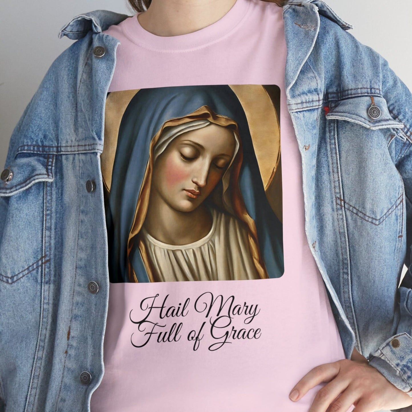 Blessed Virgin Mary Cotton Tee, Comfort Color Lightweight T-Shirt, Regular Round Neck T-Shirt, T-Shirt for Unisex, Short Sleeve TShirt