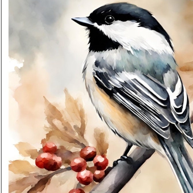 Chickadee Water Resistant Sticker, Watercolor Vinyl Sticker, Animal Stickers, Cute Stickers, Matte Finish, Bird Stickers, Flying Friends