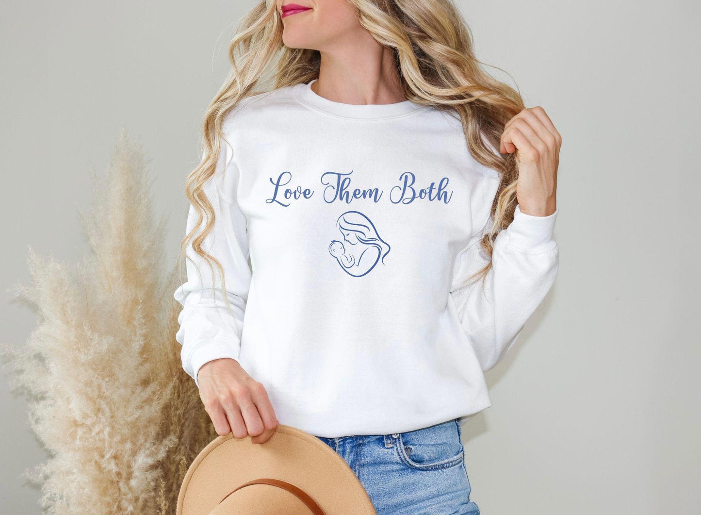 Pro-Life Crewneck Sweatshirt, Love Them Both Unisex Jumper, Life Affirming Pullover, Support Pregnancy, Gift for Activist, Pro-Life Top