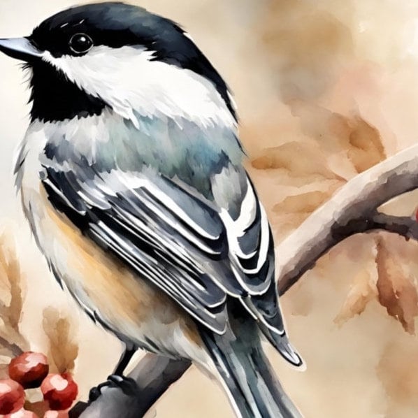 Chickadee Water Resistant Sticker, Watercolor Vinyl Sticker, Animal Stickers, Cute Stickers, Matte Finish, Bird Stickers, Flying Friends