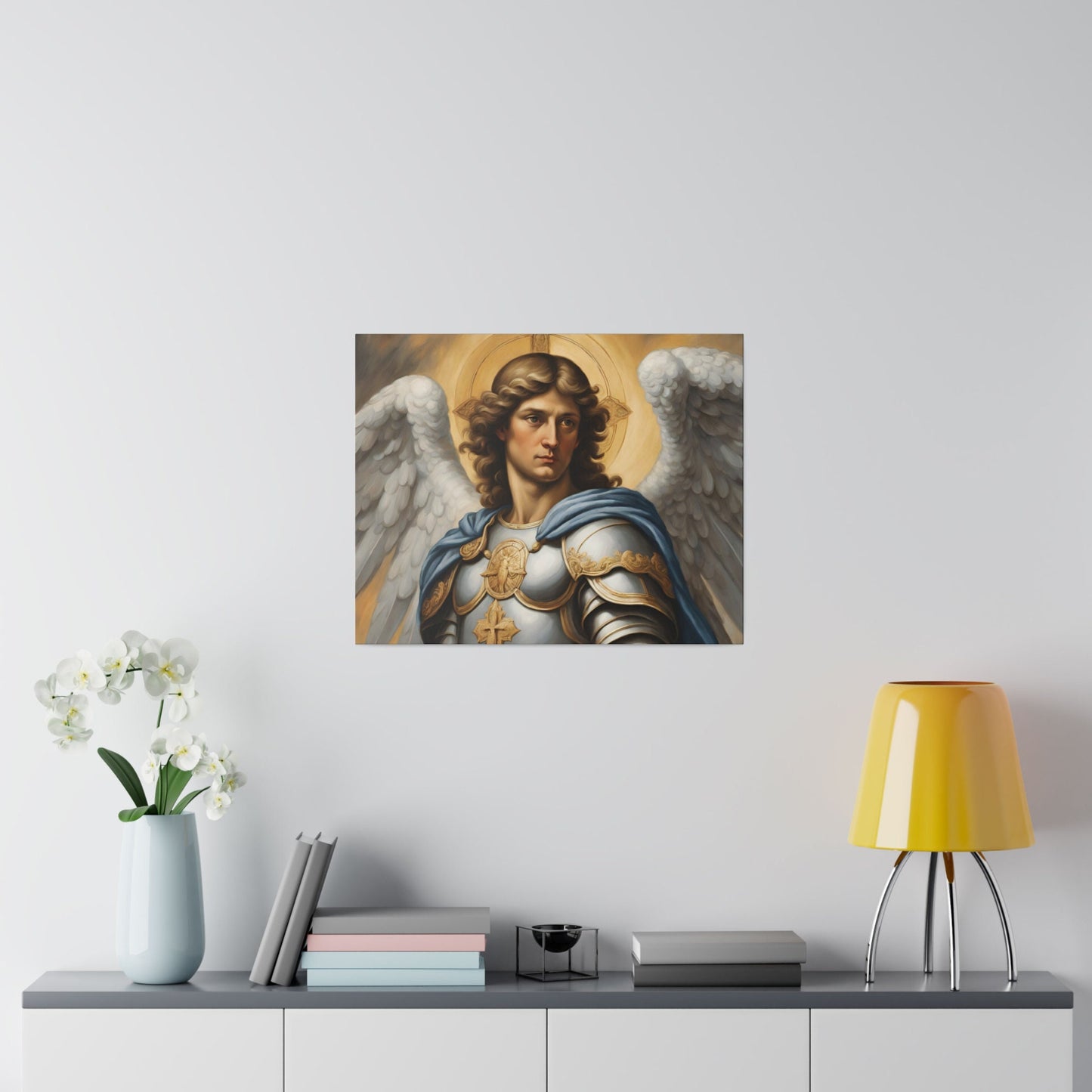 Saint Michael the Archangel Matte Canvas, Modern Wall Canvas for the Living Room, Minimalist Wall Canvas, Gallery Wrapped Canvas, Home Decor
