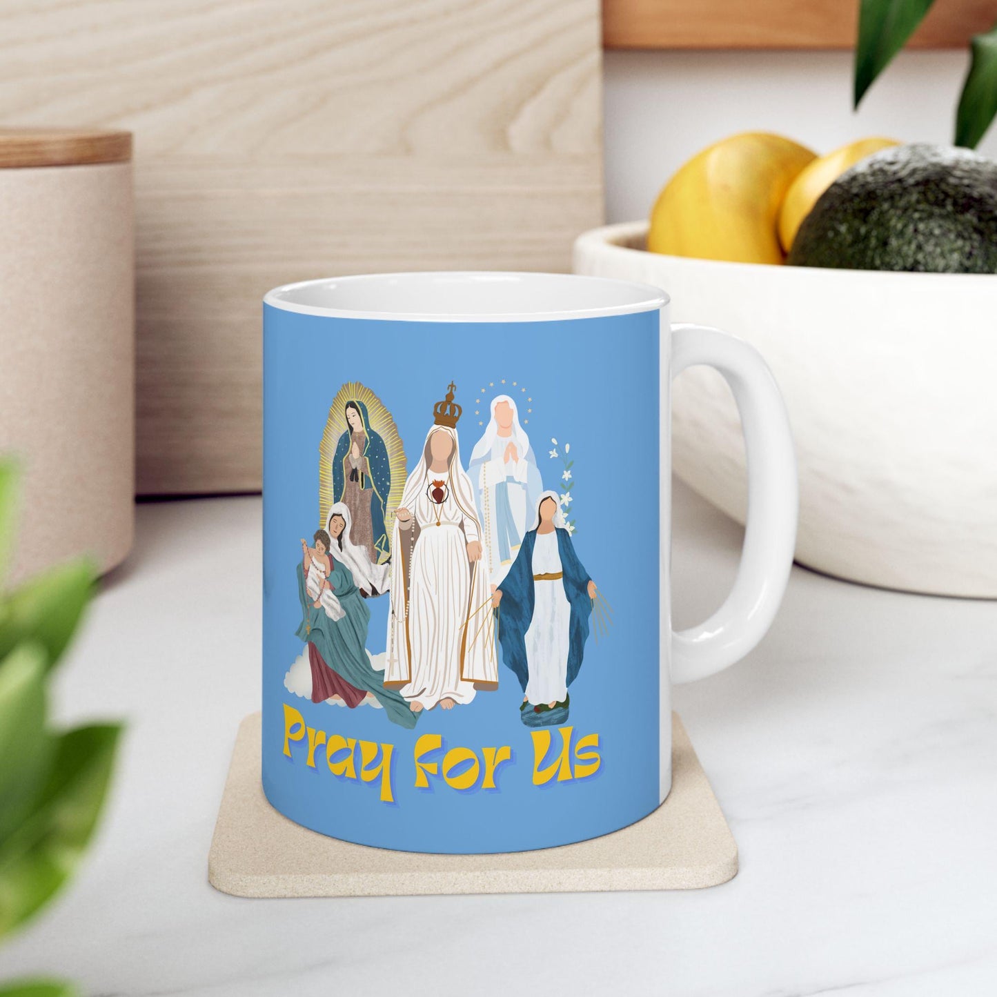 Virgin Mary Catholic Mug, Marian Tea Cup, Catholic Miraculous Medal Drinkware, Saint Coffee Mug, Catholic Gift, Blessed Mother Religious Mug