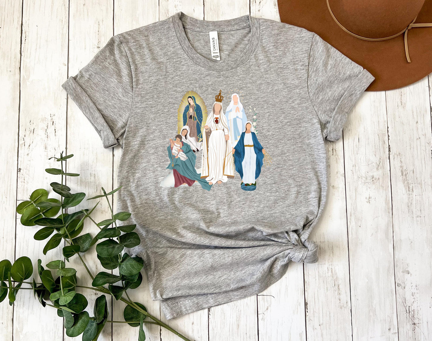 Blessed Virgin Mary Tee, Marian Medley T-Shirt, Our Lady of Fatima Top, Our Lady of Guadalupe Comfy T Shirt, Catholic Gifts