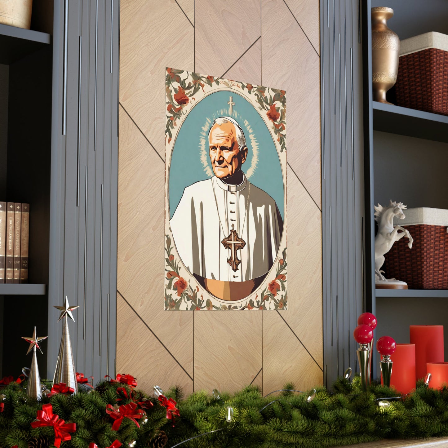 Vintage Saint John Paul II Premium Poster, Pope St JP2 Art, Retro Catholic Art, Wall Art, Vintage Catholic Gifts