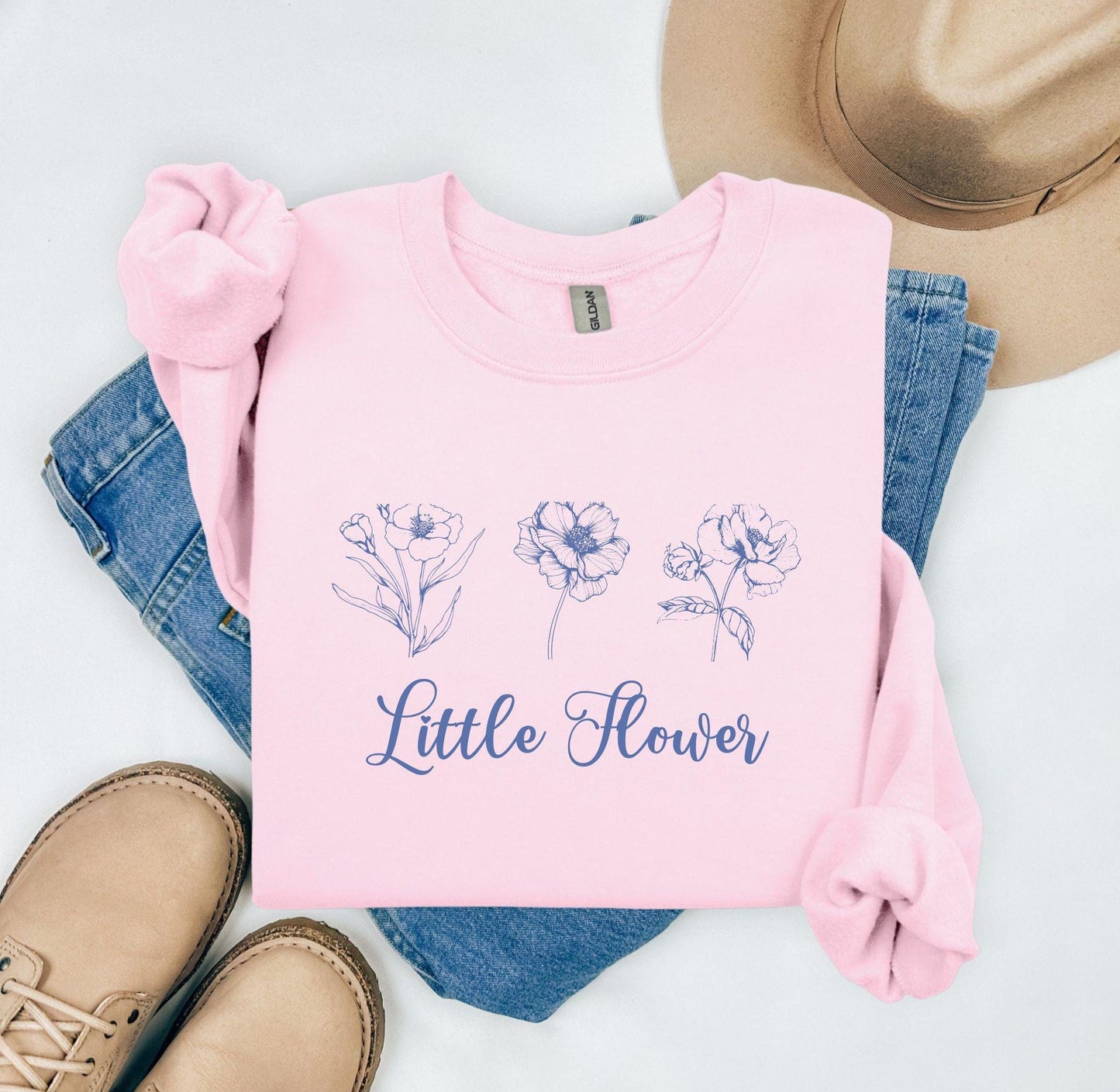 Saint Therese Little Flower Sweatshirt - Catholic Saint Unisex Crewneck Jumper, Catholic Gift for Women, Cute Apparel, Traditional Catholic
