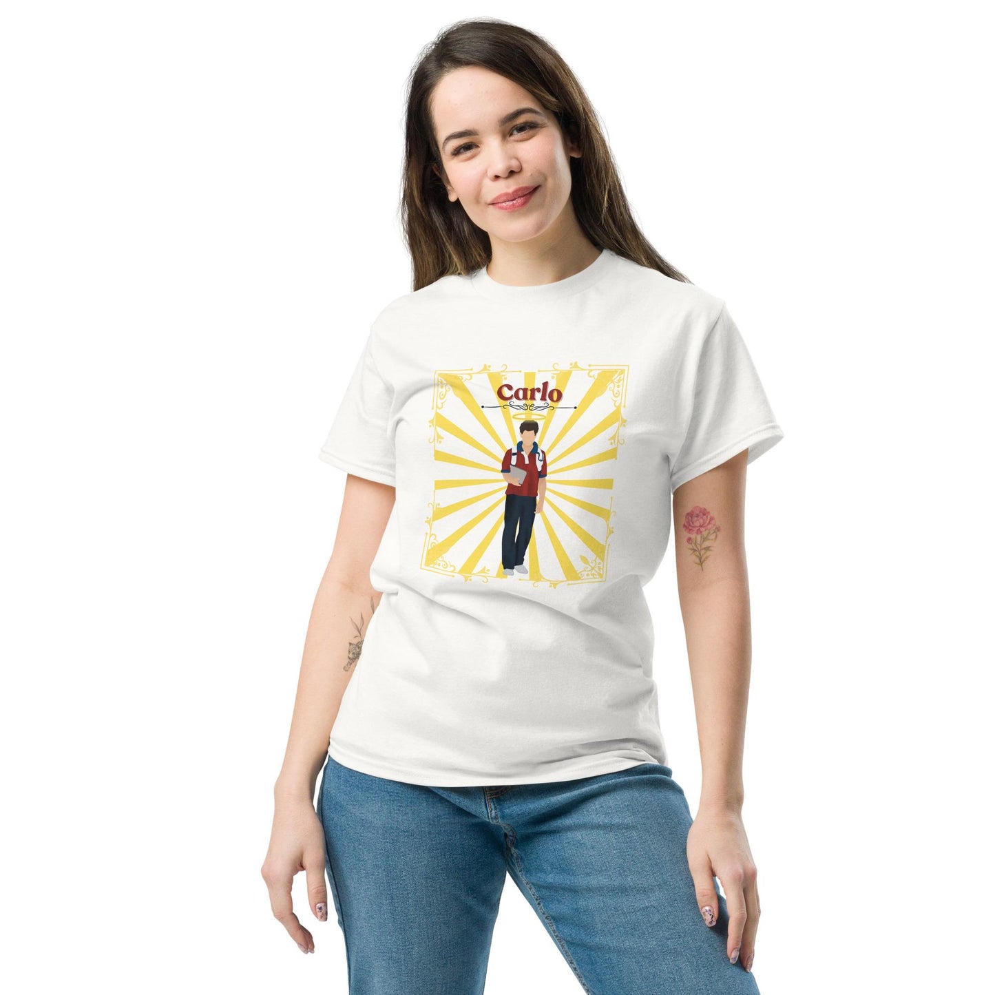 Blessed Carlo Acutis Tee, Catholic Boys T-Shirt, Catholic Women's Shirt, Saint Carlo Acutis, Gift for Catholic Kids, Wives, Husbands