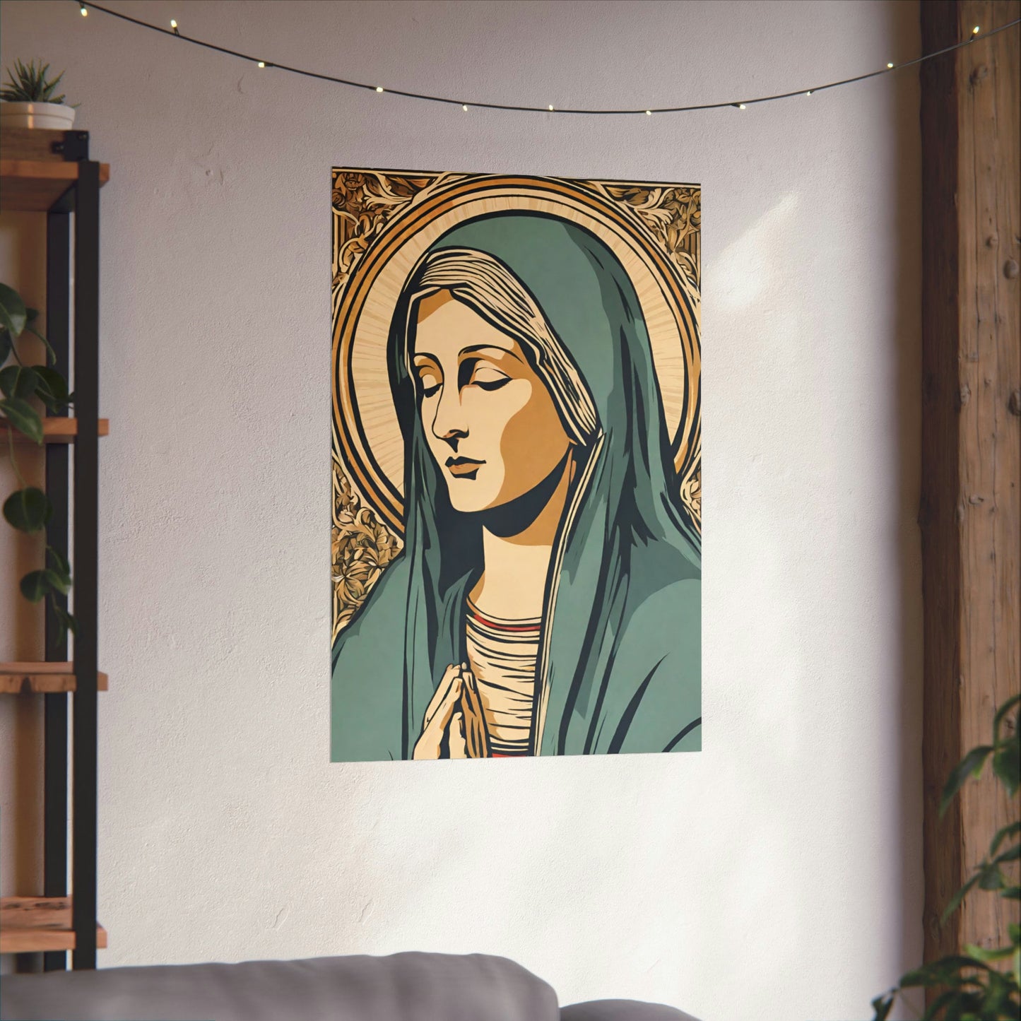 Vintage Virgin Mary Poster, Blessed Virgin Mary Art, Retro Catholic Art, Premium Wall Art, Vintage Catholic Gifts