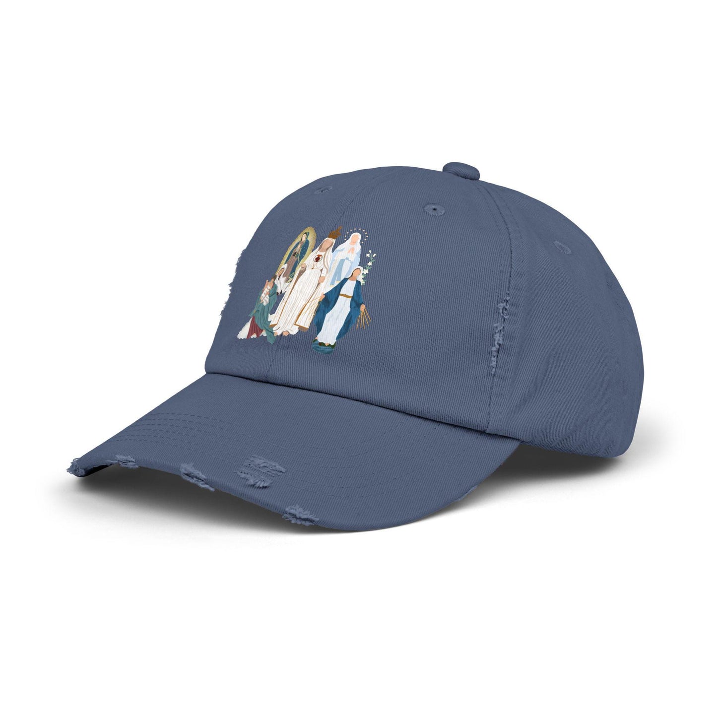 Distressed Cap, Marian Hat - Unisex Blessed Virgin Mary Headwear, Religious Baseball Cap, Christian Catholic Gift, Vintage Style Dad Hat