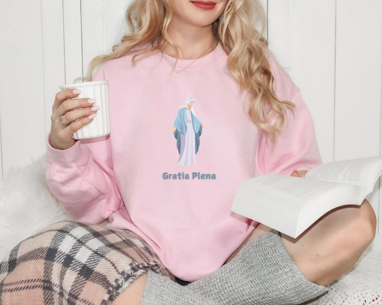 Our Lady Gratia Plena Sweatshirt, Virgin Mary Catholic Sweatshirt, Blessed Mother, Gift for Catholic Moms, Mother of God Jumper