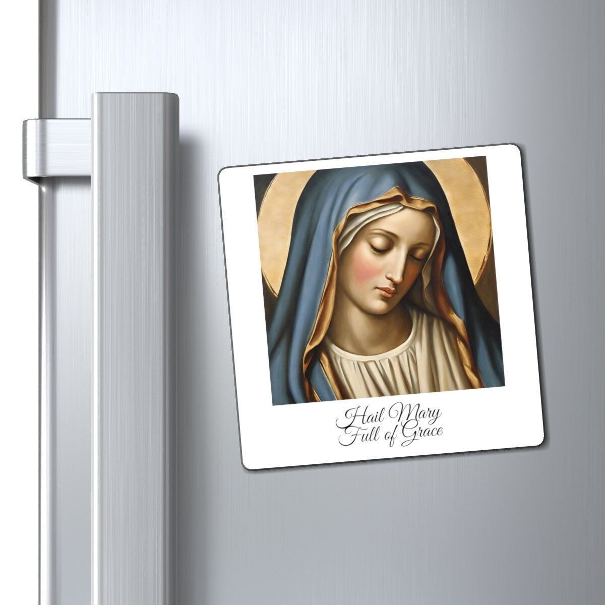 Virgin Mary Fridge Magnet, Catholic Home Decor, Marian Refridgerator Magnet, Hail Mary Full of Grace