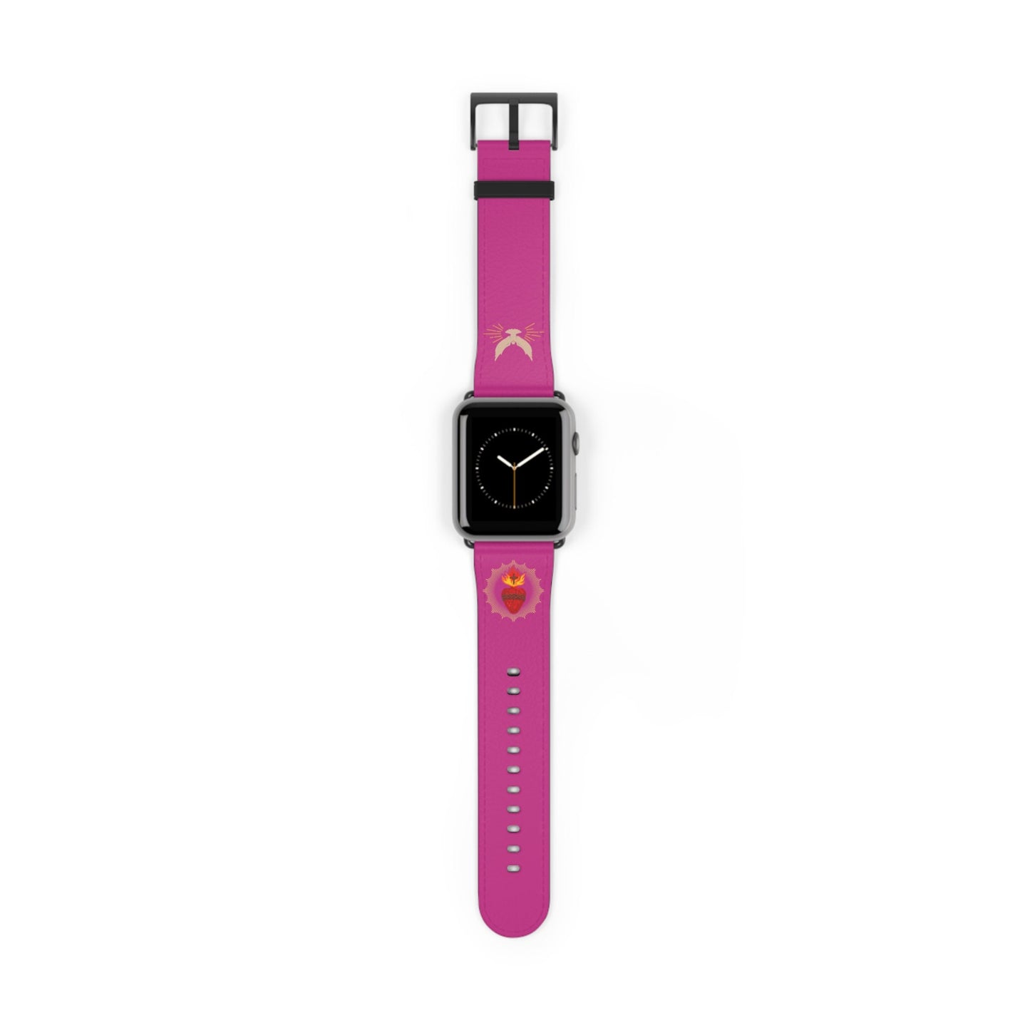 Pink Sacred Heart AppleWatch Band Series 9/8/7/6/5/4/3/2/1/SE/Ultra, Apple WatchBand 38mm, Apple WatchBand 42mm, Catholic Gift