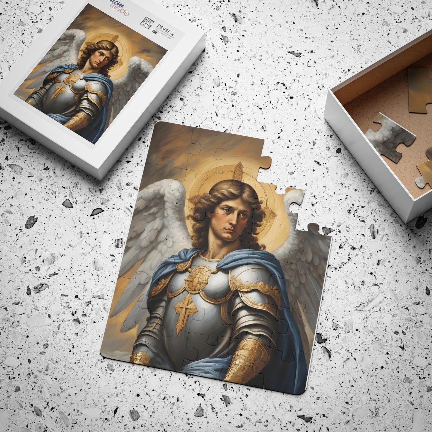 Saint Michael the Archangel Kids Puzzle, Religious Jigsaw Toy for Children, Catholic Gift, 30-Piece Educational Game, Christian Guardian