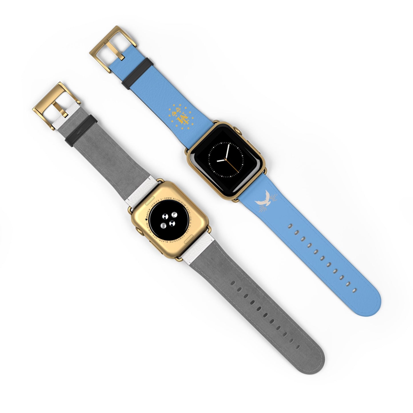 Light Blue Miraculous Medal AppleWatch Band Series 9/8/7/6/5/4/3/2/1/SE/Ultra, Apple WatchBand 38mm, Apple WatchBand 42mm, Catholic Gift