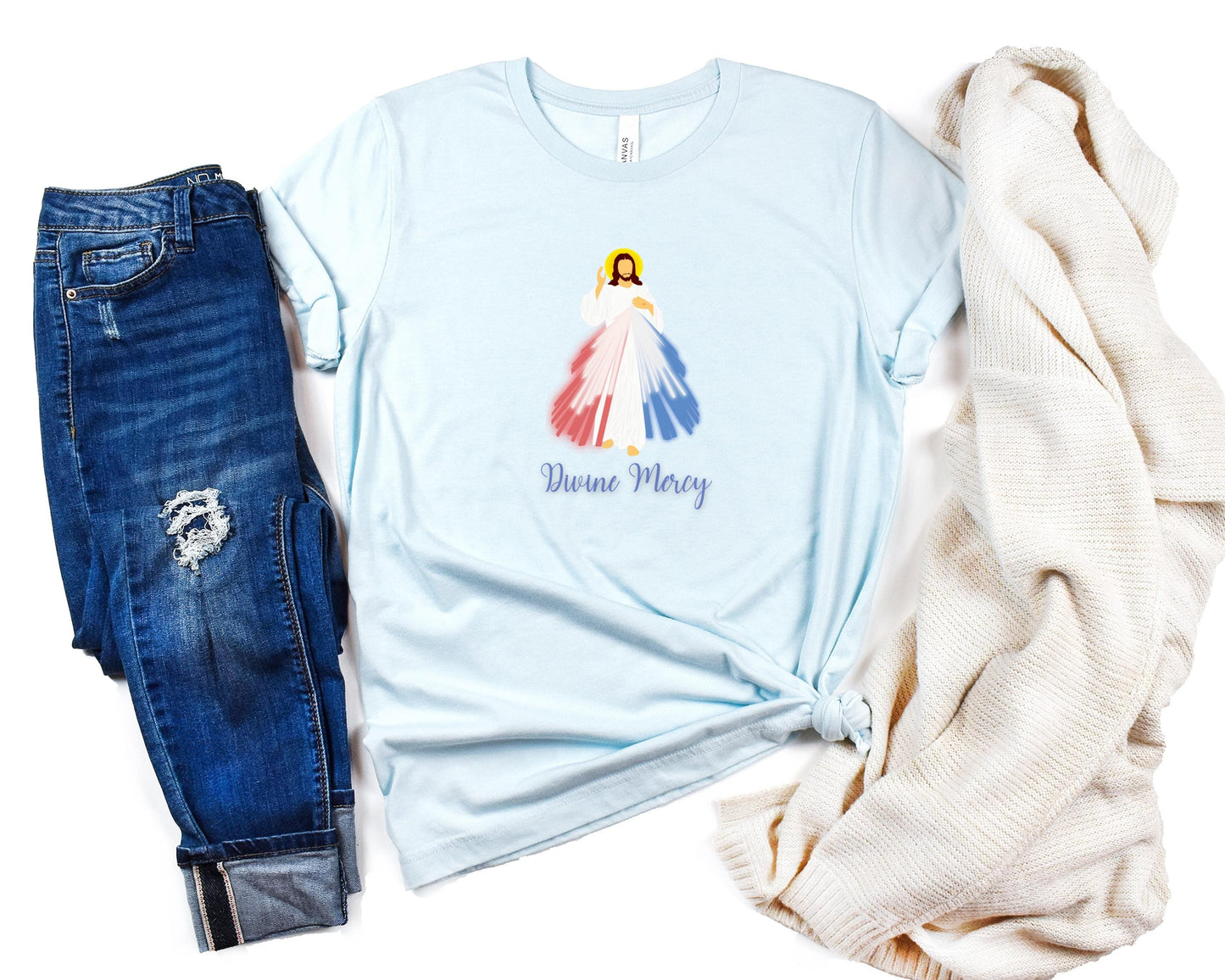 Divine Mercy T Shirt, Unisex Jersey Short Sleeve Tee, Jesus I Trust in You Tee, Catholic Shirt, Religious Clothing, Christian Apparel