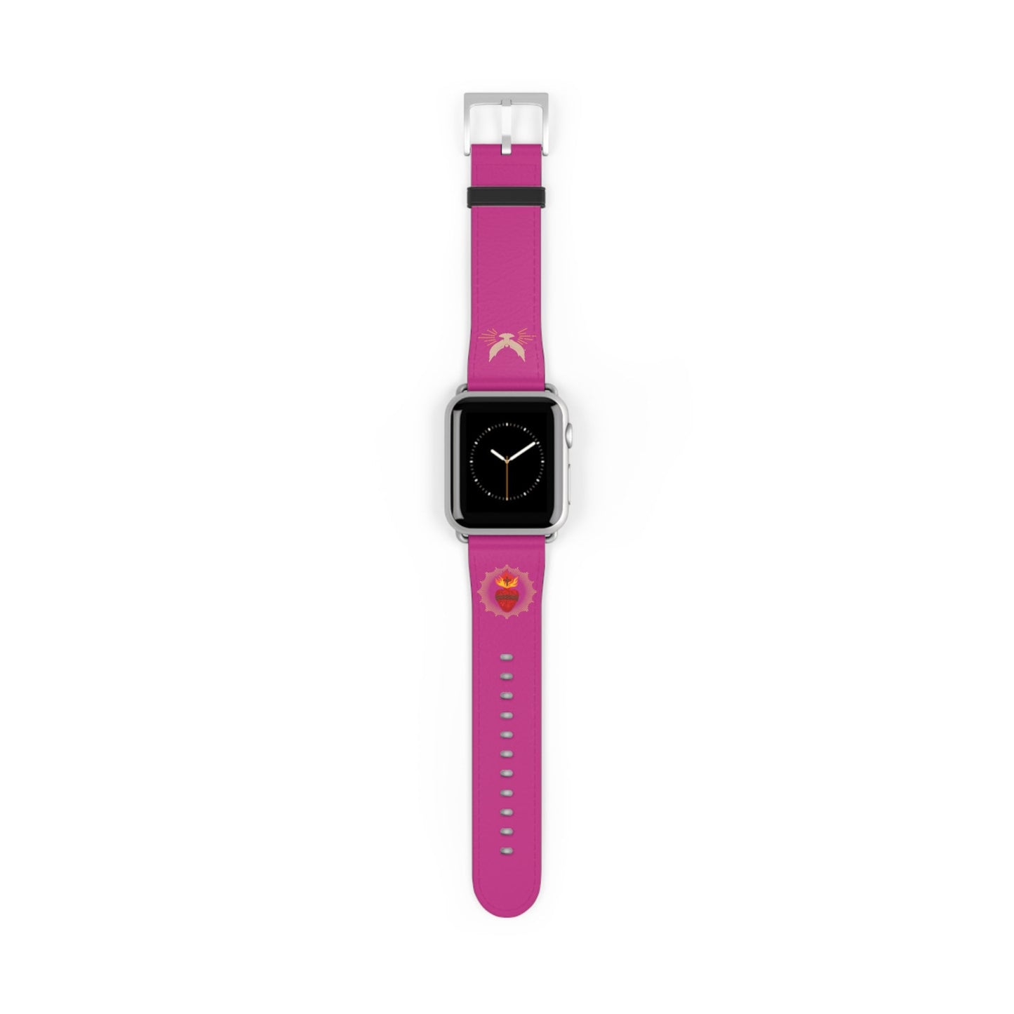 Pink Sacred Heart AppleWatch Band Series 9/8/7/6/5/4/3/2/1/SE/Ultra, Apple WatchBand 38mm, Apple WatchBand 42mm, Catholic Gift
