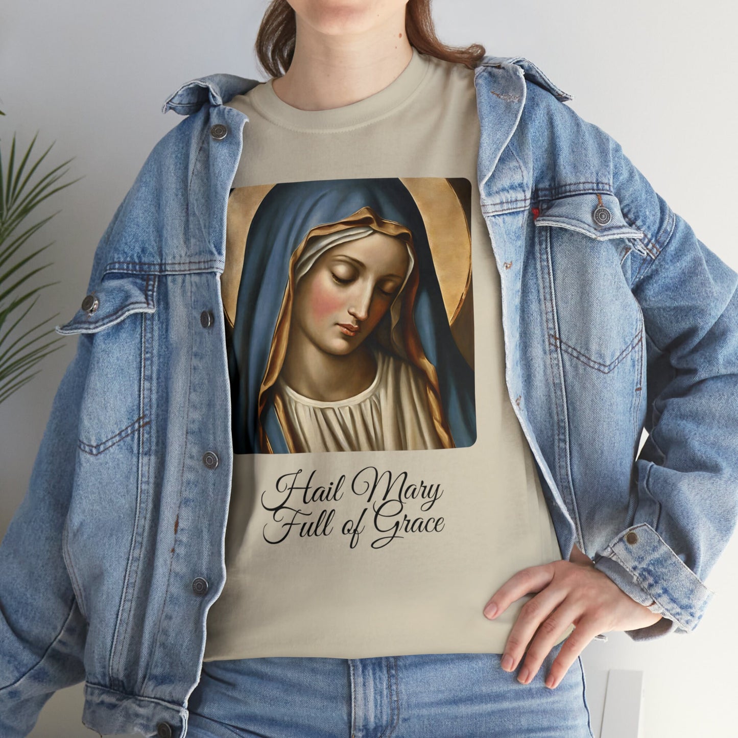 Blessed Virgin Mary Cotton Tee, Comfort Color Lightweight T-Shirt, Regular Round Neck T-Shirt, T-Shirt for Unisex, Short Sleeve TShirt