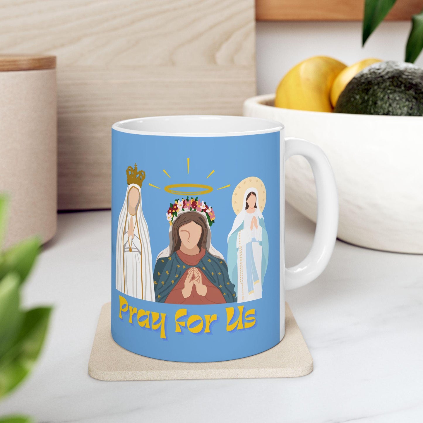 Virgin Mary Catholic Mug, Marian Tea Cup, Catholic Miraculous Medal Drinkware, Saint Coffee Mug, Catholic Gift, Blessed Mother Religious Mug