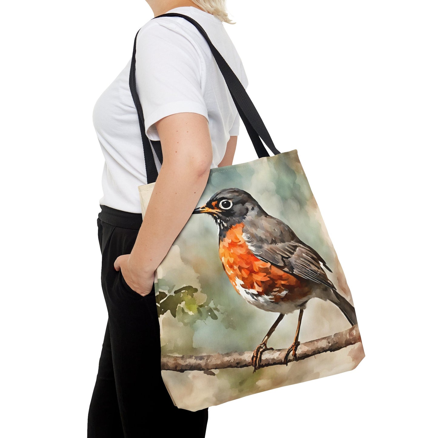 American Robin Tote Bag, Bird Totes, Watercolor Style Daily Bag, Canvas Tote Bag, Totes for Moms, Bird Lover Gifts, Gifts for Kids