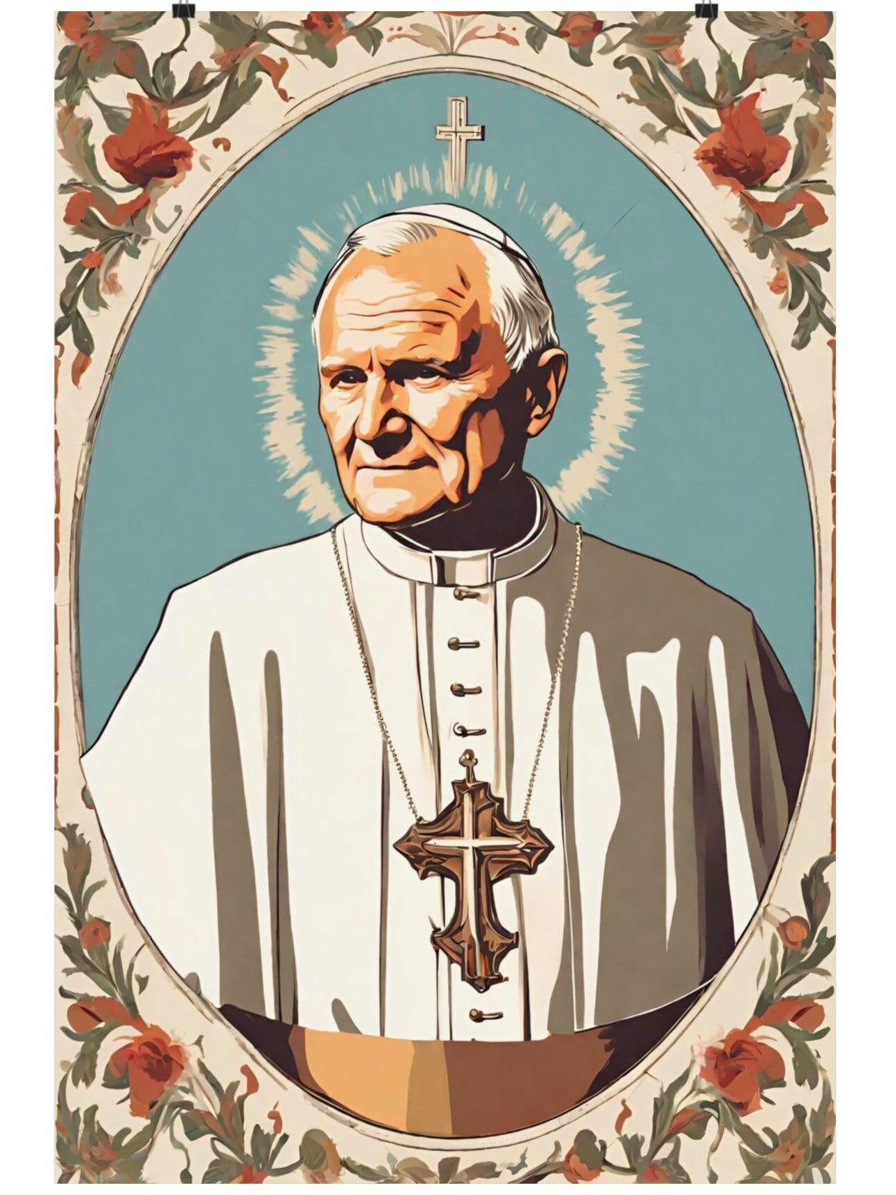 Vintage Saint John Paul II Premium Poster, Pope St JP2 Art, Retro Catholic Art, Wall Art, Vintage Catholic Gifts
