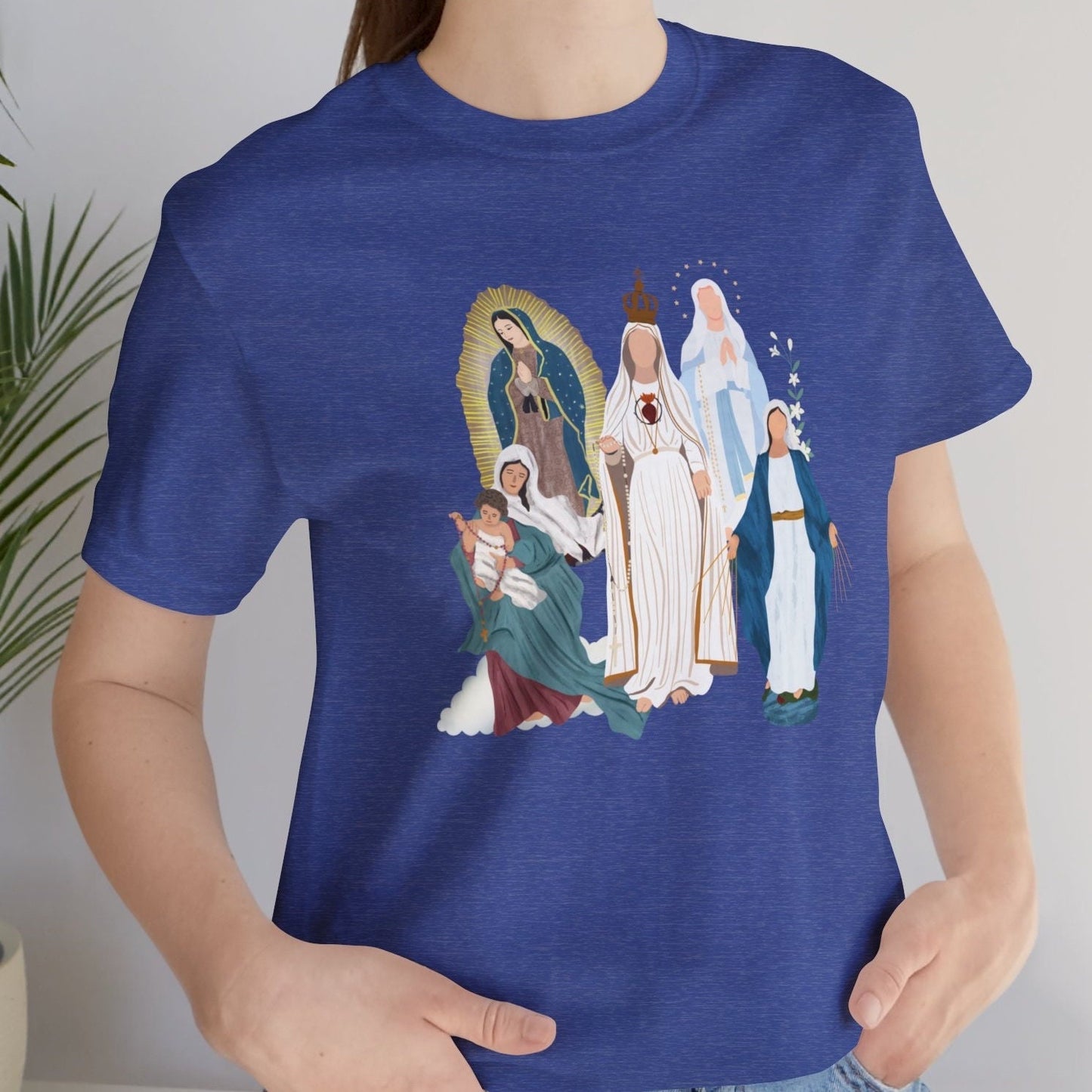 Blessed Virgin Mary Tee, Marian Medley T-Shirt, Our Lady of Fatima Top, Our Lady of Guadalupe Comfy T Shirt, Catholic Gifts